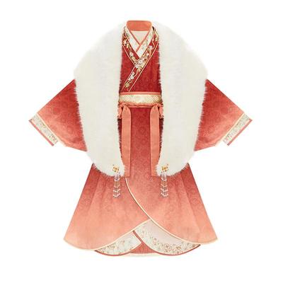 十三余童装秋季女童绣花刺绣汉服