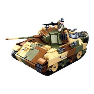 8-12岁军事系列苏联德系虎王式坦克拼装积木男孩儿童益智礼物玩具