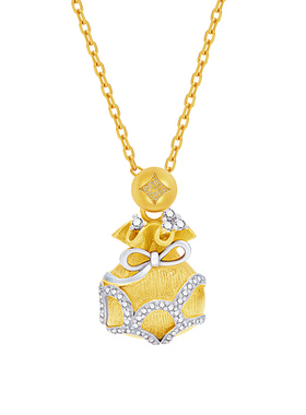 MITHAOL拉丝金银分色钱袋子项链高级感轻奢小众福袋锁骨链女款银