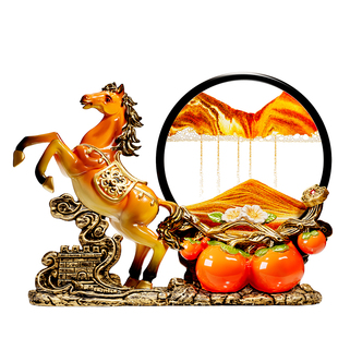 马到成功流沙画摆件高级感客厅电视柜酒柜餐边柜装饰乔迁新居礼物