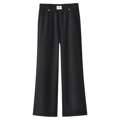 高腰垂感阔腿裤加绒保暖休闲裤