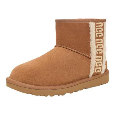 UGG2023冬季新款女士舒适休闲纯色平底圆头溢毛LOGO雪地靴1153473