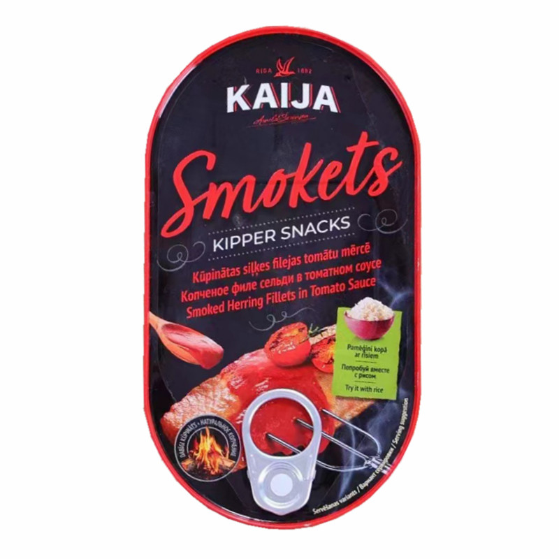 拉脱维亚进口KAIJA 烟熏油浸鲱鱼海鲜罐头茄汁三文鲭鱼塔科夫零食