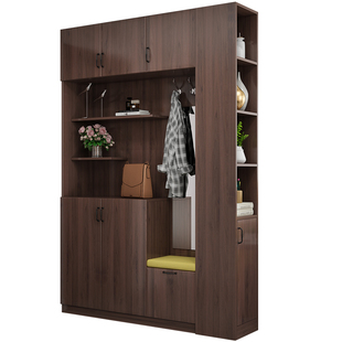 多功能家用门口鞋柜和挂衣柜一体带坐凳门厅柜玄关柜定制7N-021