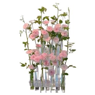 创意试管花瓶水培鲜花透明水养一排花器皿可折叠玻璃客厅插花小众