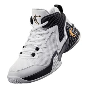 乔丹外场耐磨篮球鞋男2025冬季新款网面透气青少年防滑高帮运动鞋