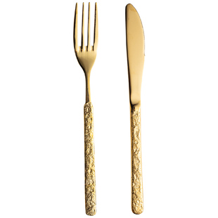 高级感金色西餐刀叉勺创意牛排餐刀叉大号饭勺汤勺家用下午茶餐具