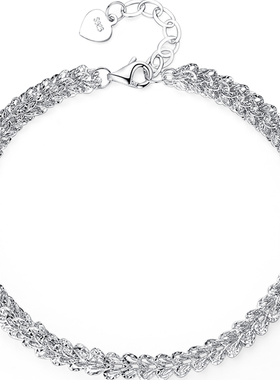 官方正品999足银凤尾手链情侣款