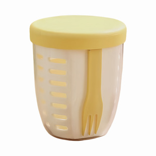 高颜值可沥水果杯便携式沙拉杯食品级自带叉子外出外带野餐盒密封