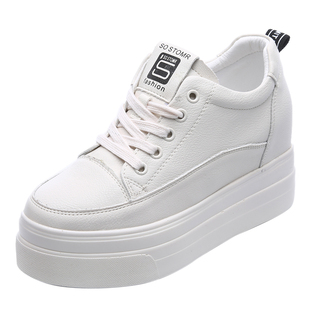 8cm内增高女鞋坡跟小白鞋2026春季厚底松糕小个子韩版百搭休闲鞋