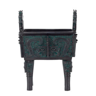 龙耳鼎龙纹复古青铜器桌面摆件三足鼎古风工艺品办公室桌面