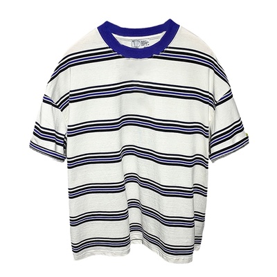 特琳露夏季ins宽松重磅条纹T恤男