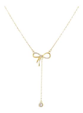 s925纯银蝴蝶结流苏锁骨链女高级