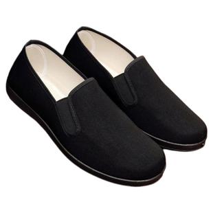 老北京布鞋男鞋单鞋全黑色黑底软底酒店鞋工作鞋中老年爸爸鞋相巾