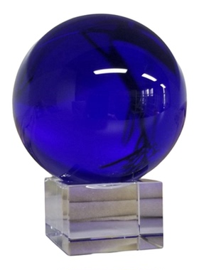 蓝色水晶球13厘米健身摆件