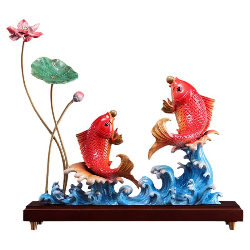 莲年有鱼荷花客厅家居装饰摆件