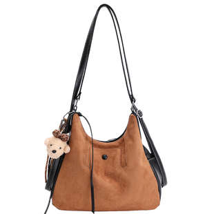 简约复古麂皮绒包包女2025新款通勤百搭双肩后背包多用单肩托特包