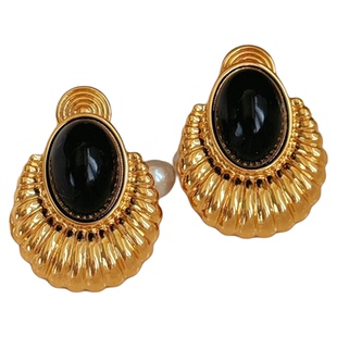 「星垂虎目」高级感复古椭圆耳环气质耳坠蚊香盘耳夹无耳洞耳钉女