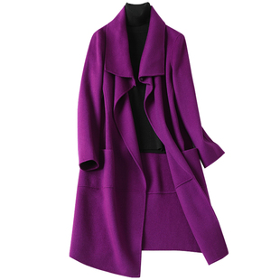 双面呢羊毛妮子大衣2025秋冬赫本风新款宽松廊型中长款毛呢外套女