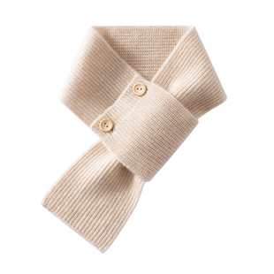 2025新款洋气山羊绒穿孔小围巾女交叉围脖保暖护颈脖套儿童亲子款