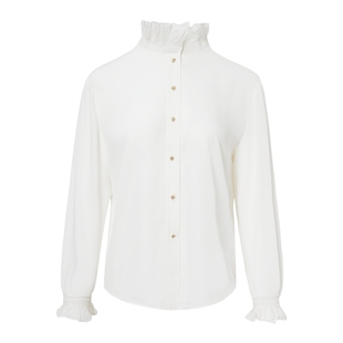 谷邦花边领衬衫女2025秋季新款设计感修身显瘦长袖衬衣小衫上衣