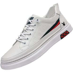 花花公子板鞋男鞋冬季新款真皮休闲鞋子轻便男款运动鞋厚底小白鞋