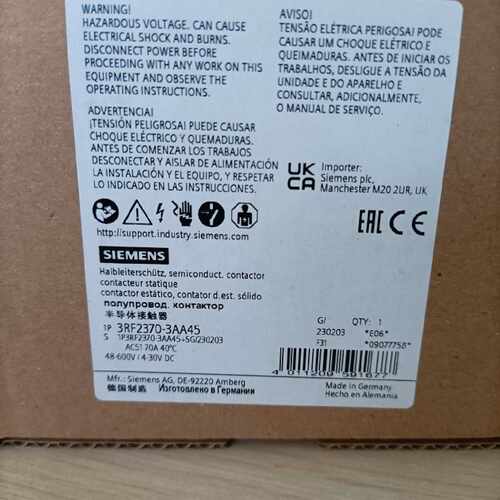 议价3RF2370-3AA45西门子半导体接触器全新原装正品现货