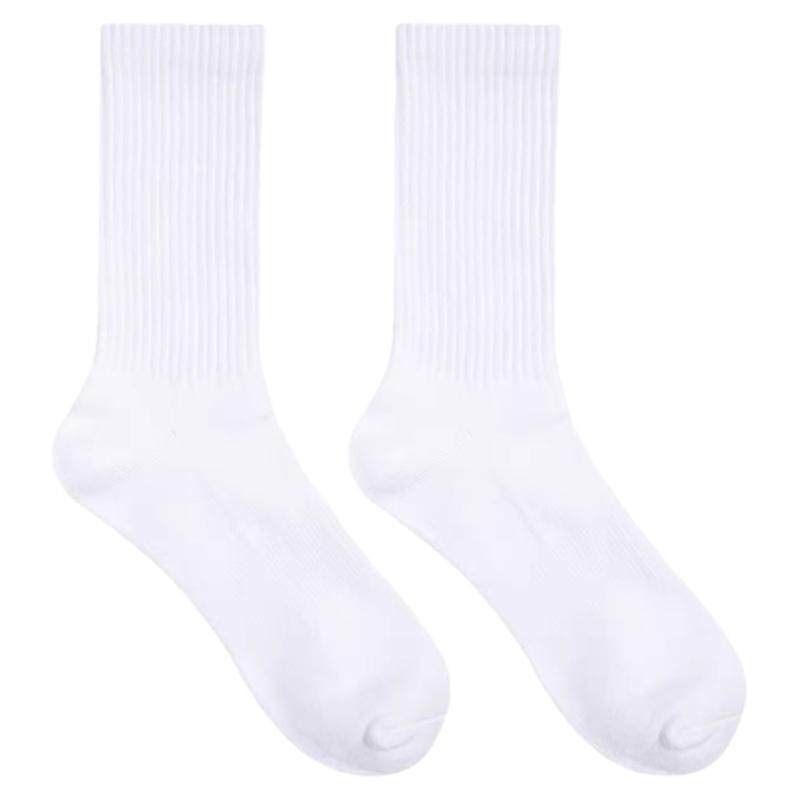sockkon男士黑白色素纯色运动篮球健身袜子中高筒毛圈底四季袜子