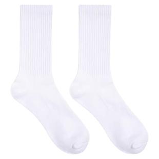 sockkon 男士黑白色素纯色运动篮球健身袜子中高筒毛圈底四季袜子