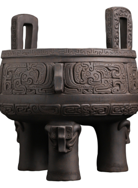 张明贵大师作品三足宝鼎香炉摆件