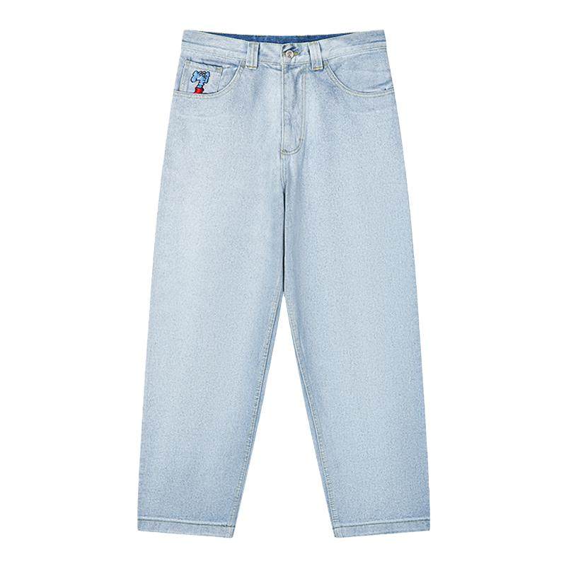 MindError ME Skateboard Jeans 宽松直筒街头滑板小象刺绣牛仔裤