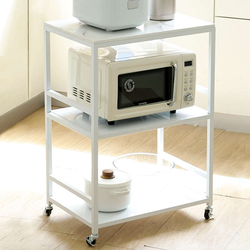 厨房落地置物架冰箱侧面夹缝多层储物柜子大理石烤箱微波炉收纳架