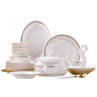 2026新款高颜值碗碟套装家用碗筷乔迁骨瓷餐具套装景德镇陶瓷碗盘