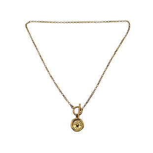 耳边铛393希腊金币狮子OT扣项链法式金属毛衣链复古小众吊坠颈饰