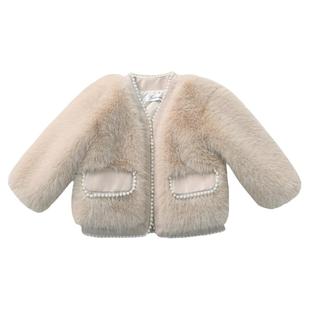 女童皮草外套秋冬加厚保暖仿狐狸毛洋气上衣儿童宝宝毛毛棉衣童装