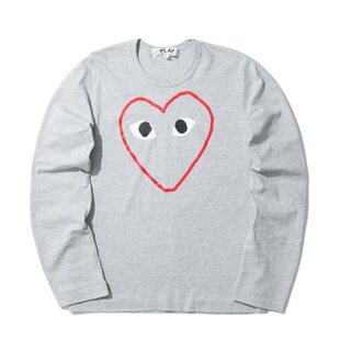 IT CDG PLAY COMME des GARCONS女装圆领长袖T恤爱心LOGO印花69XD