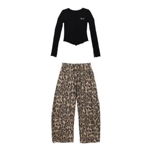 CBXLAB儿童街舞潮牌卡其豹纹破洞爵士舞长裤美式街头hiphop运动潮