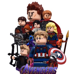 拼图拼搭复联灭霸美队钢铁之侠蜘蛛侠拼装中国积木小人仔玩具袋装