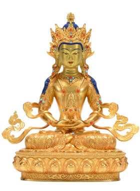 全鎏金常寿佛铜像摆件