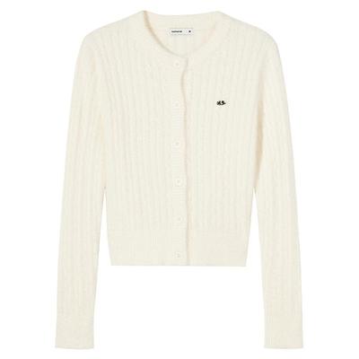 热风2025年冬季女士绒感针织开衫