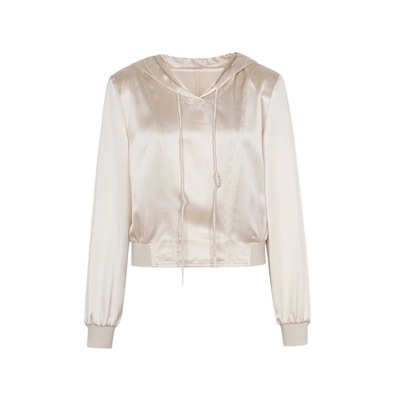 XG/雪歌XK121006A291印花长袖衬衫2025春季新款米白色连帽上衣女