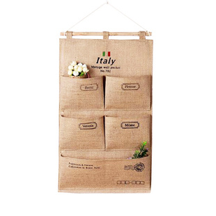 黄麻壁挂抽纸多层置物袋布艺墙上门后储物袋宿舍寝室收纳袋墙挂袋