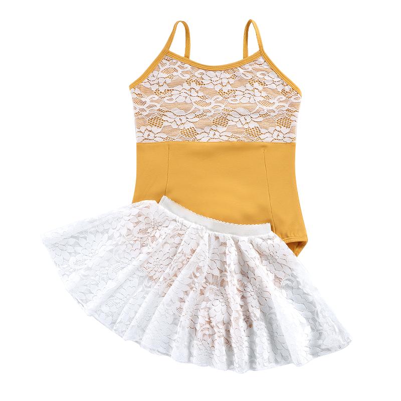 兒童舞蹈服女童夏季吊帶幼兒練功服中國舞跳芭蕾舞裙蕾絲衣服套裝