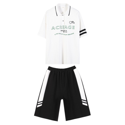 运动套装女polo衫T恤纯棉两件套