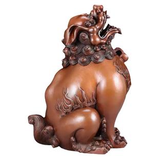 铜聚德 纯铜朝天吼狻猊香薰炉瑞兽狮子薰炉铜炉宣德炉办公室摆件