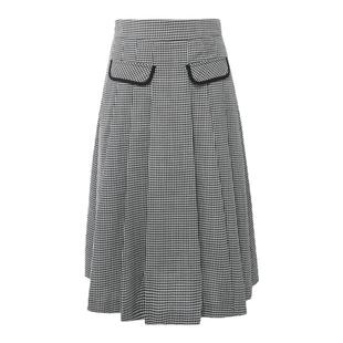 EYEDOLL夏季新款时髦简约通勤气质百褶裙长款半裙