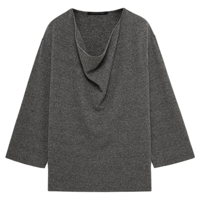 RODERIC WONG春季款高级感羊毛荡领上衣阔腿空气裤极简风套装女