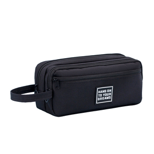 三层大容量笔袋小学生文具盒帆布笔盒可手提铅笔袋初中生文具袋简约男孩款铅笔盒拉链式文具收纳轻便文具袋