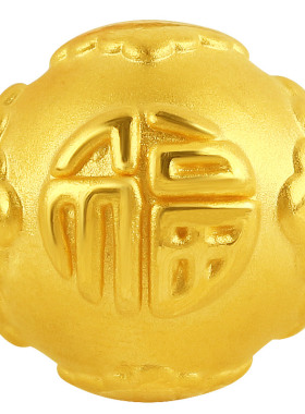 黄金福字转运珠招财转运手串编绳项链搭配3D硬金工艺足金999男女