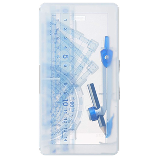 日本Raymay藤井圆规尺子套装多功能量角器圆规直尺三角板套装小学生用套尺制图包邮刻度清晰儿童绘图工具套装